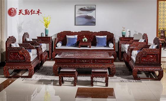天勤紅木 紅木家具紅酸枝（學(xué)名：巴里黃檀）荷花寶座沙發(fā)紅酸枝沙發(fā)