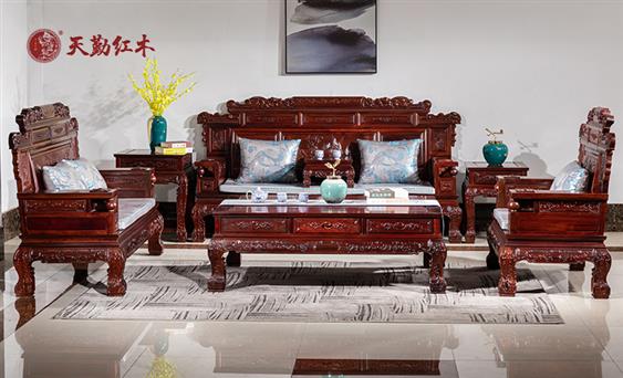天勤紅木 紅木家具紅酸枝（學(xué)名：巴里黃檀）財(cái)源滾滾沙發(fā)紅酸枝沙發(fā)