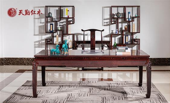 天勤紅木 紅木家具紅酸枝（學(xué)名：巴里黃檀）畫案博古架紅酸枝