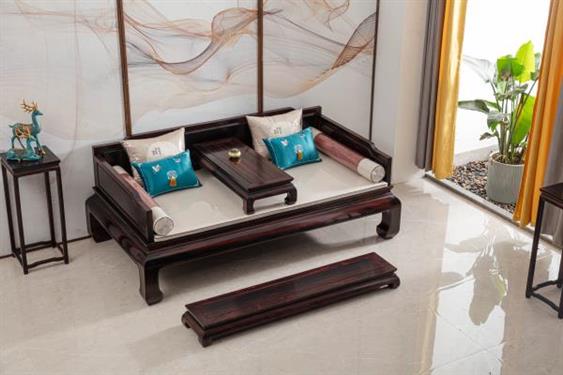 天勤紅木 材質(zhì)：條紋烏木 羅漢床