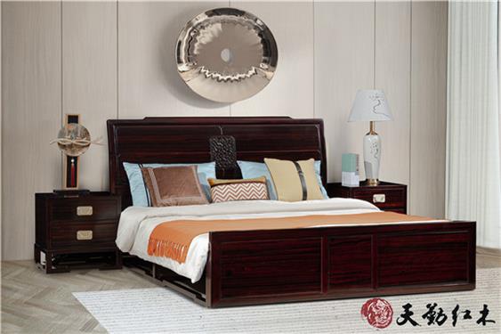 天勤紅木 材質(zhì)：條紋烏木 1.8m新中式大床