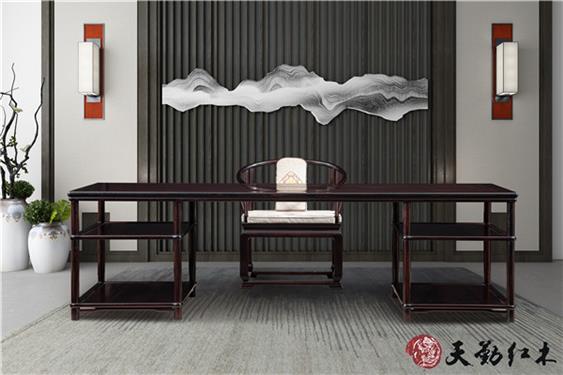 天勤紅木 材質(zhì)：條紋烏木  278明式畫案配首席椅