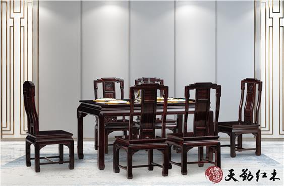 天勤紅木 材質(zhì)：條紋烏木  彩虹餐桌