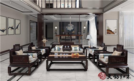 天勤紅木 材質(zhì)：條紋烏木  明式三圍沙發(fā)