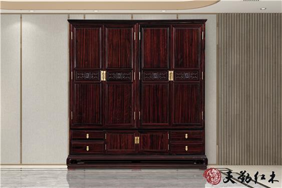 天勤紅木 材質(zhì)：條紋烏木  明式大衣柜