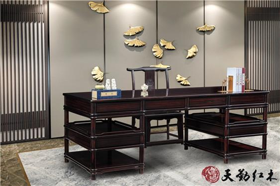 天勤紅木 材質(zhì)：條紋烏木  明式寫字臺配明式扶手椅