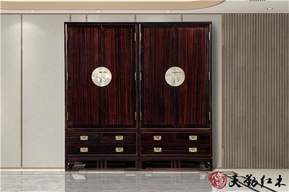 天勤紅木 材質(zhì)：條紋烏木  明式大衣柜