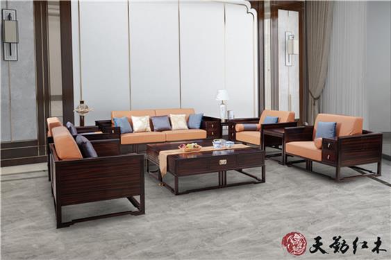 天勤紅木 材質(zhì)：條紋烏木 新中式沙發(fā)