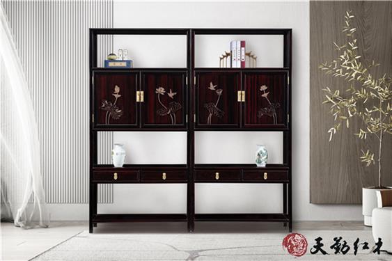 天勤紅木 材質(zhì)：條紋烏木  新中式書柜
