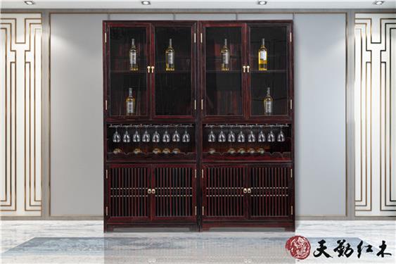 天勤紅木 材質(zhì)：條紋烏木  韻江南酒柜